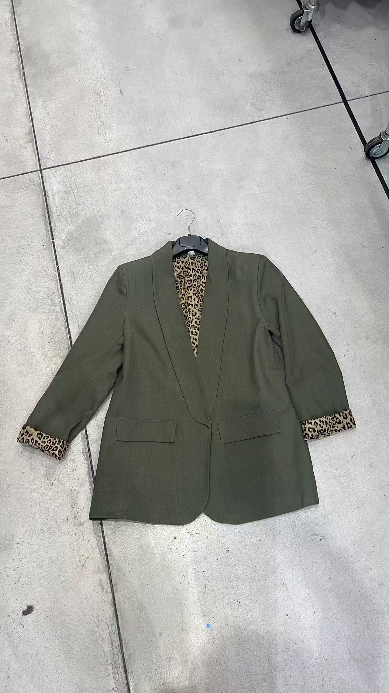 Leopard Trim  Casual Suit Jacket