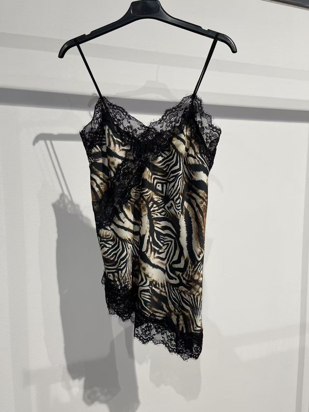 Zebra Lace Satin Camisole Top